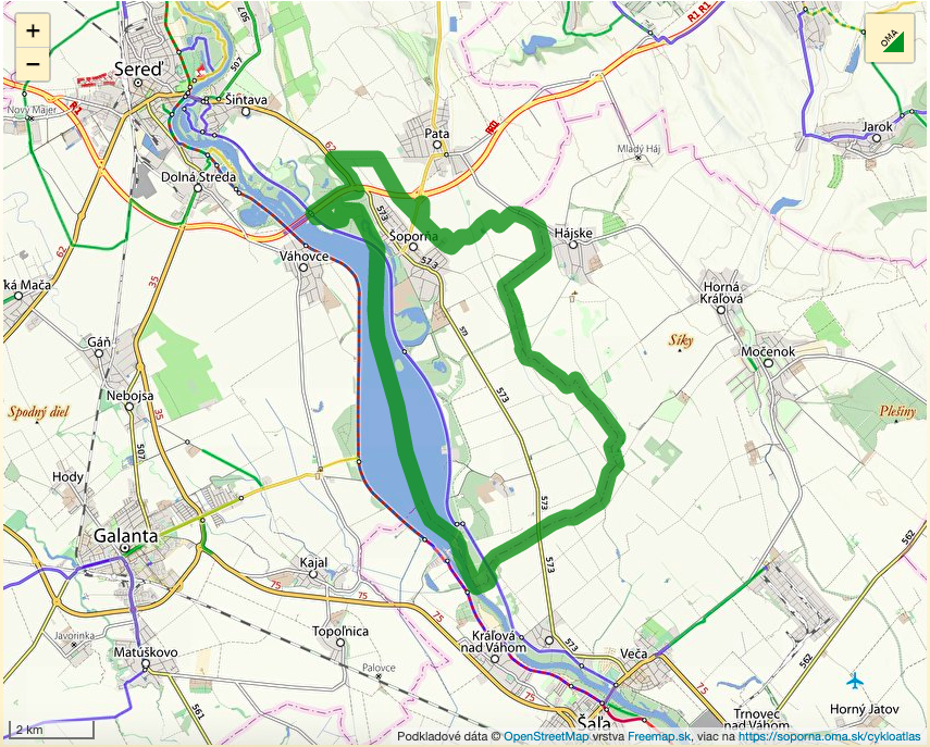 Cykloatlas Šoporňa Map