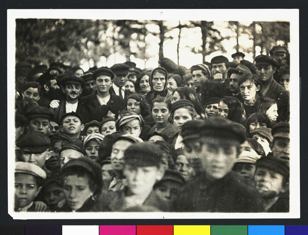Hungry people greet an American relief worker in Poland