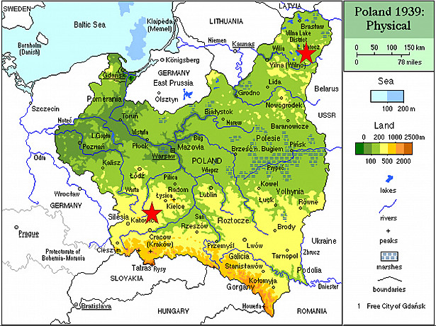 Map of Poland, 1939