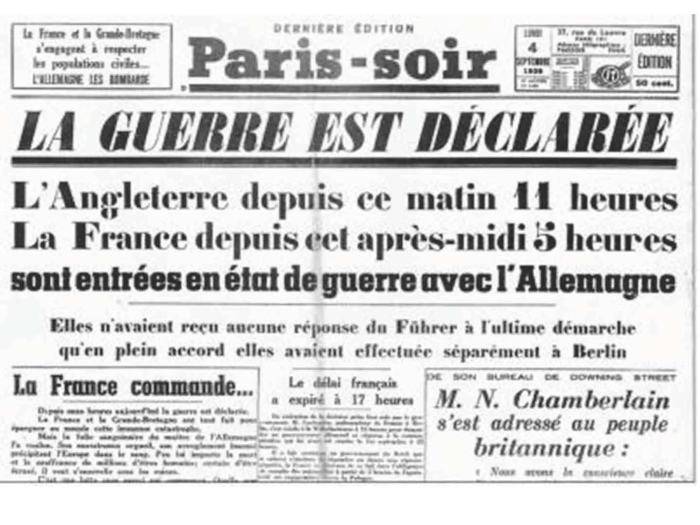 France Declares War on Germany, September 3, 1939